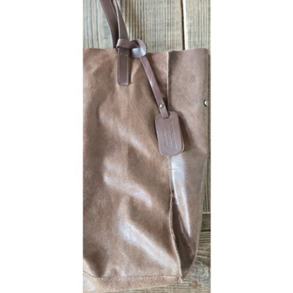 Vera Pelle Brown Suede‎ Tote Handbag Chestnut Carryall Leather Purse Italy Boho